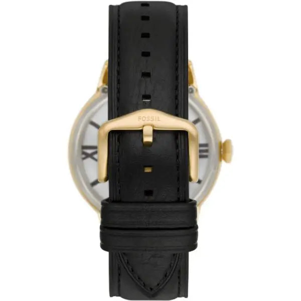 Fossil Men’s Automatic Black Leather Strap Black Skeleton Dial 44mm Watch ME3210