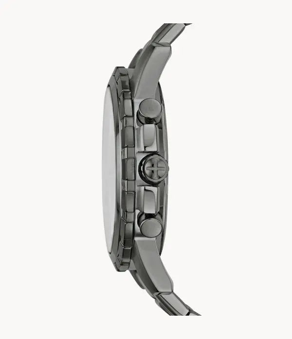 Fossil Men’s Chronograph Quartz Grey Stainless Steel Black Dial 45mm Watch FS4721