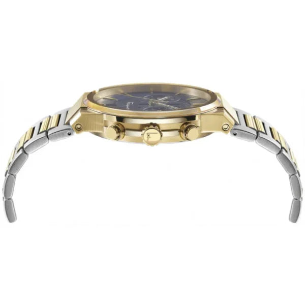 Ferragamo Men’s Swiss Made Quartz Two Tone Stainless Steel Black Dial 41mm Watch SFME00921