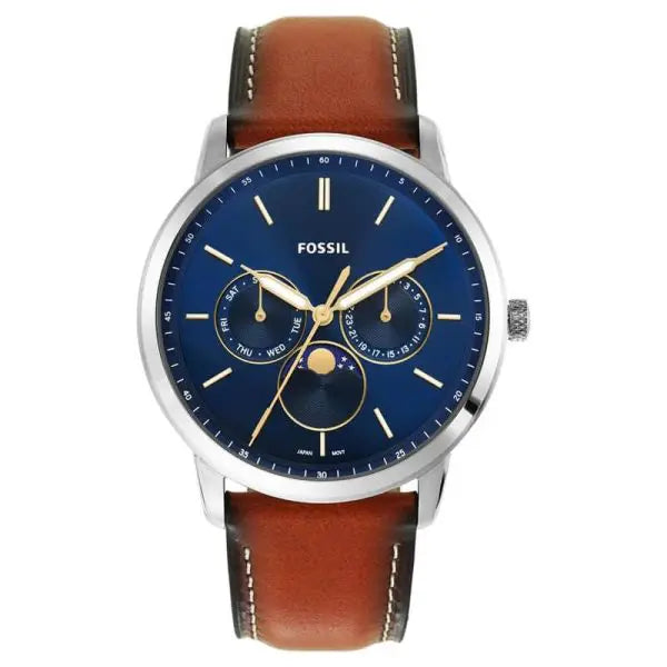Fossil Men’s Quartz Brown Leather Strap Blue Dial 42mm Watch FS5903