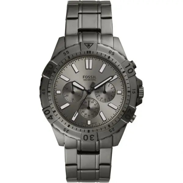 Fossil Men’s Chronograph Quartz Grey Stainless Steel Grey Dial 44mm Watch FS5621