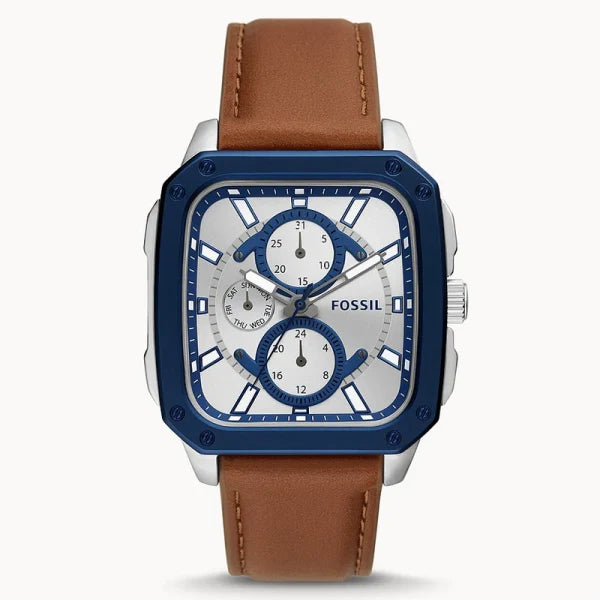 Fossil Men’s Quartz Brown Leather Strap Silver Dial 42mm Watch BQ2658