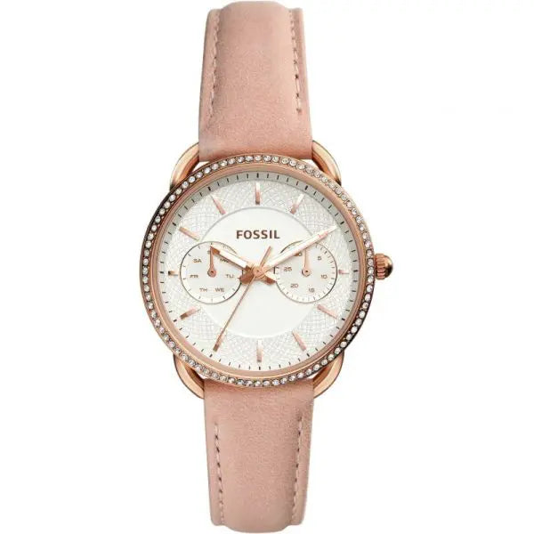 Fossil Women’s Quartz Pink Leather Strap White Dial 35mm Watch ES4393