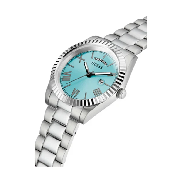 Guess Men’s Quartz Silver Stainless Steel Turquoise Color Dial 42mm Watch GW0265G11
