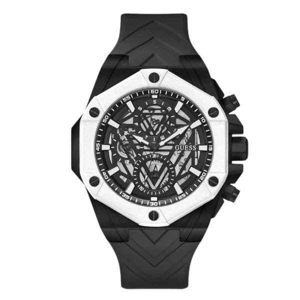 Guess Men’s Quartz Black Silicone Strap Black Dial 47mm Watch GW0579G1