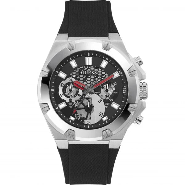 Guess Men’s Quartz Black Silicone Strap Black Dial 46mm Watch GW0334G1