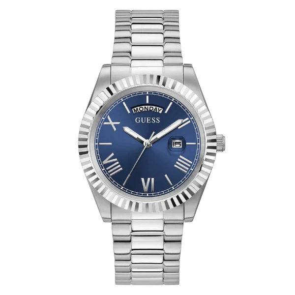 Guess Men’s Quartz Silver Stainless Steel Blue Dial 42mm Watch GW0265G7
