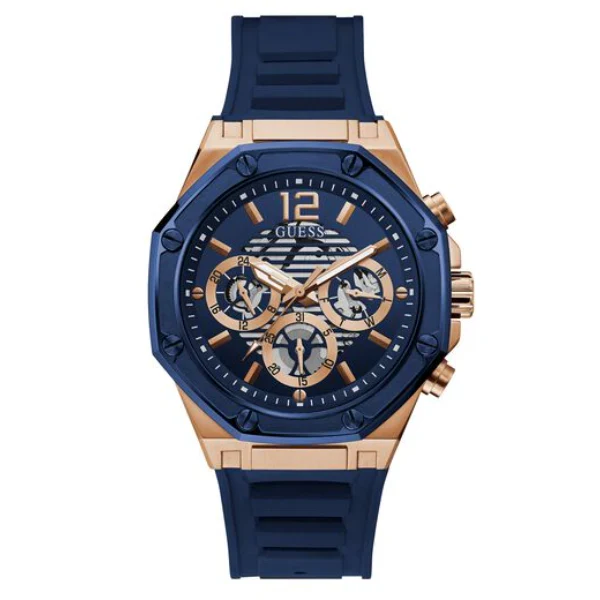 Guess Men’s Quartz Silicone Strap Blue Dial 44mm Watch GW0263G2