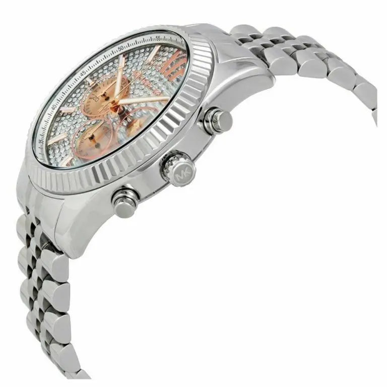 Michael Kors Men’s Quartz Stainless Steel Crystal Pave Dial 44mm Watch MK8515