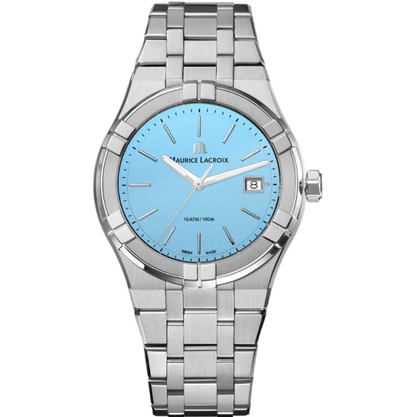 Maurice Lacroix Men’s Quartz Swiss Made Silver Stainless Steel Sky Blue Dial 40mm Watch AI1108-SS002-431-1