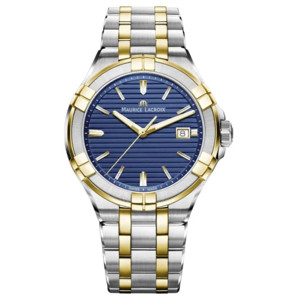 Maurice Lacroix Men’s Quartz Swiss Made Two Tone Stainless Steel Blue Dial 42mm Watch AI1008-PVY13-433-1