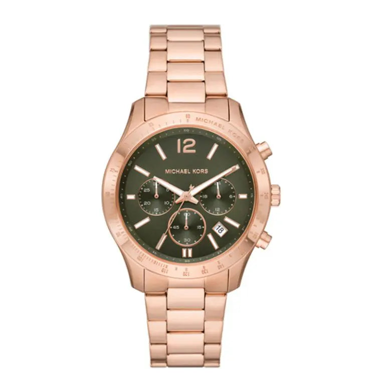 Michael Kors Women’s Quartz Rose Gold Stainless Steel Green Dial 40mm Watch MK7412