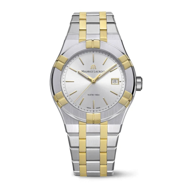 Maurice Lacroix Men’s Quartz Swiss Made Two-Tone Stainless Steel Silver Dial 40mm Watch AI1108-PVY13-130-1