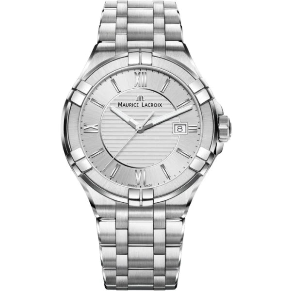 Maurice Lacroix Men’s Quartz Swiss Made Silver Stainless Steel Silver Dial 42mm Watch AI1008-SS002-130-1