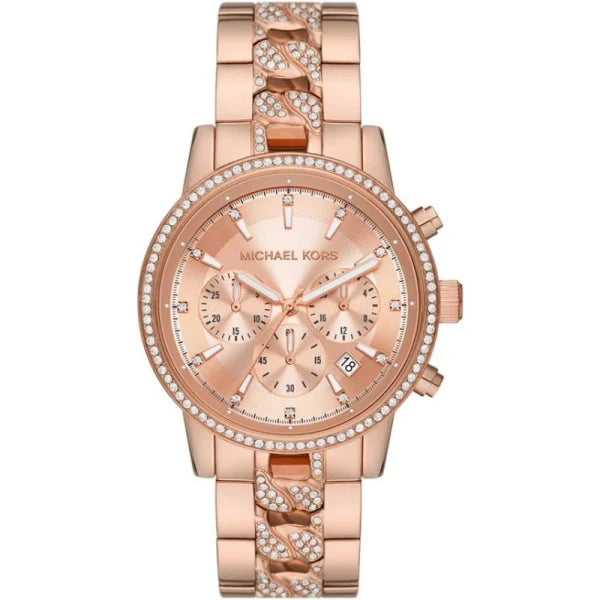 Michael Kors Women’s Chronograph Quartz Rose Gold Stainless Steel Rose Gold Dial 41mm Watch MK7223