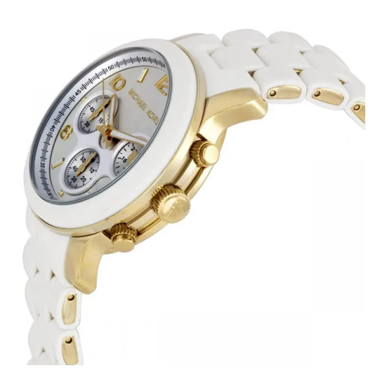 Michael Kors Women’s Quartz Silicone & Stainless Steel White Dial 39mm Watch MK5145