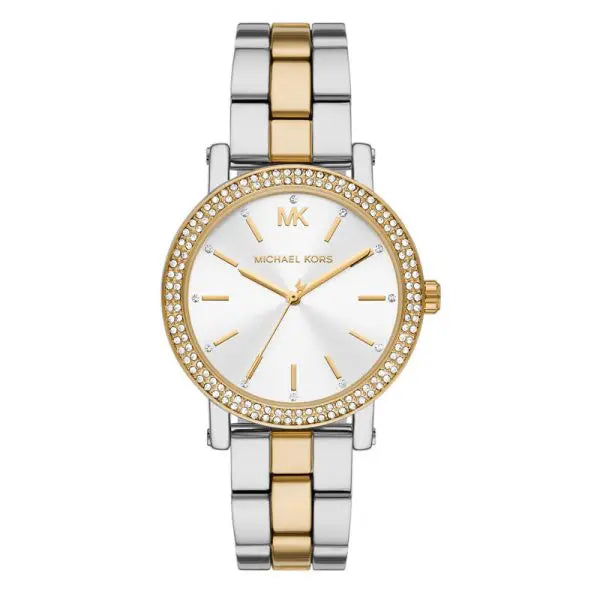 Michael Kors Women’s Quartz Two Tone Stainless Steel Silver Dial 38mm Watch MK7348
