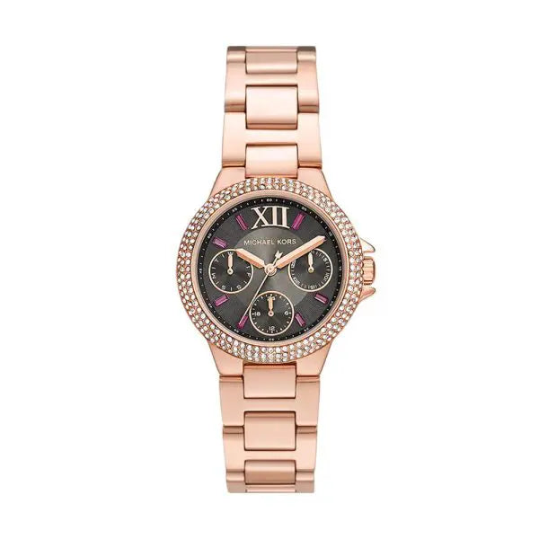 Michael Kors Women’s Quartz Rose Gold Stainless Steel Gunmetal Dial 33mm Watch MK6983