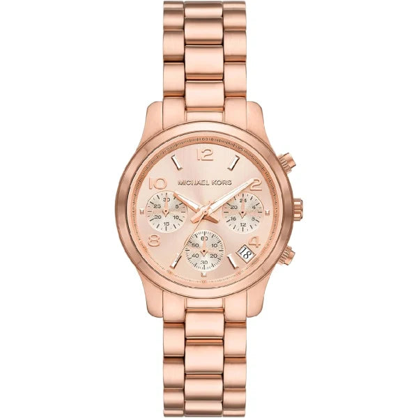 Michael Kors Women’s Chronograph Quartz Stainless Steel Rose Gold Dial 34mm Watch MK7327
