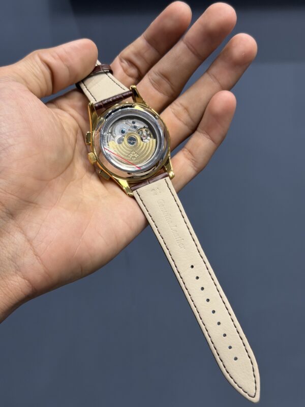 NEW COLLECTION MOON PHASE GOLDEN CASE WITH BROWN DIAL & BROWN LEATHER STRAP