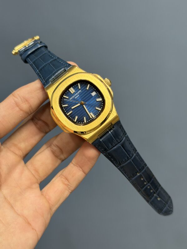 NEW COLLECTION GOLDEN CASE WITH BLUE DIAL & BLUE LEATHER STRAP