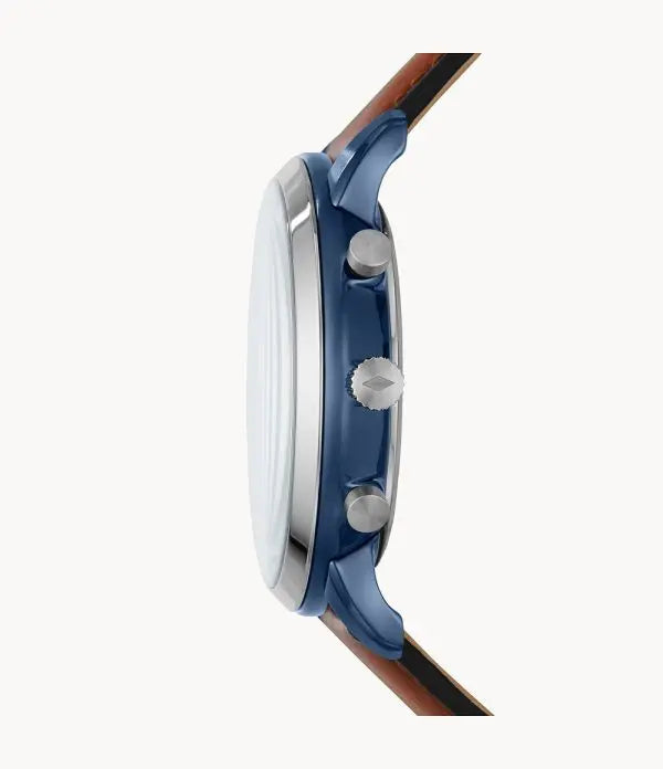 Fossil Men’s Quartz Leather Strap Blue Dial 44mm Watch FS5791