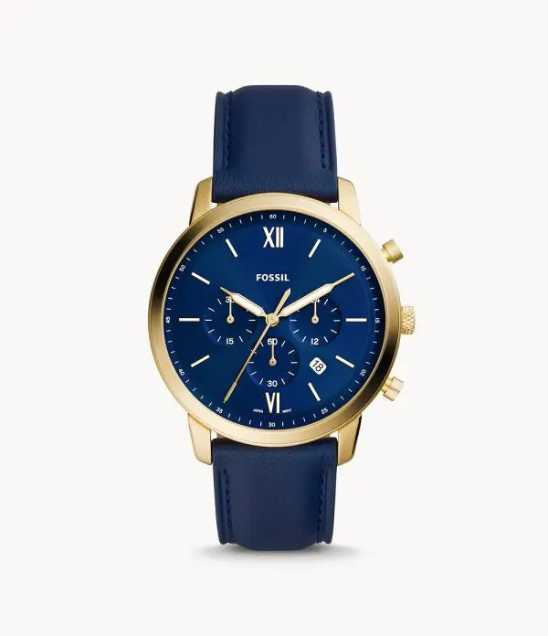 Fossil Men’s Chronograph Quartz Leather Strap Blue Dial 44mm Watch FS5790