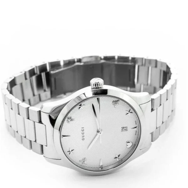 Gucci Women’s Quartz Swiss Made Silver Stainless Steel White Dial 38mm Watch YA1264028A