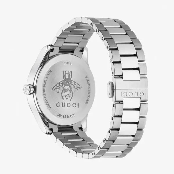 Gucci Unisex Swiss Made Quartz Stainless Steel Black Dial 38mm Watch YA1264029A