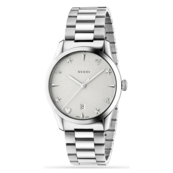 Gucci Women’s Quartz Swiss Made Silver Stainless Steel White Dial 38mm Watch YA1264028A