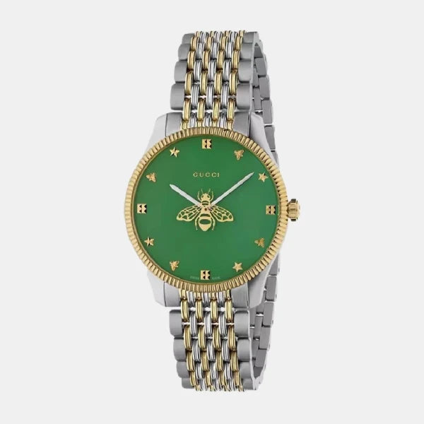 Gucci Women’s Quartz Swiss Made Two Tone Stainless Steel Green Dial 32mm Watch YA1264182