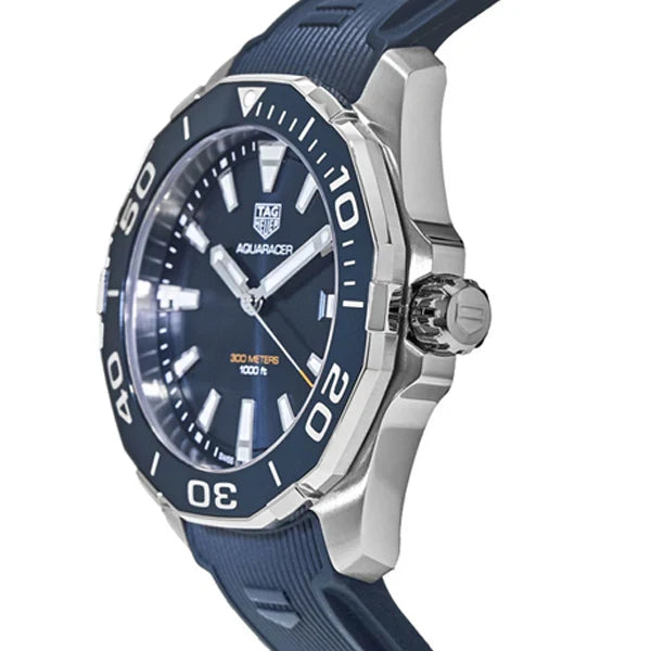 Tag Heuer Aquaracer Men’s Quartz Swiss Made Blue Silicone Strap Blue Dial 43mm Watch WAY101C.FT6153