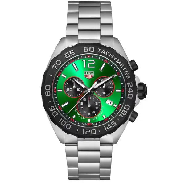 Tag Heuer Formula 1 Men’s Quartz Swiss Made Silver Stainless Steel Green Dial 43mm Watch CAZ101AP.BA0842
